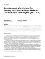 CH-18-C033 — Development of a Method for Testing Air-Side Fouling Effects on Outdoor Heat Exchangers (RP-1705)