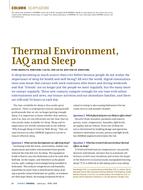 IEQ Applications: Thermal Environment, IAQ and Sleep