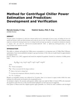 AT-19-C043 — Method for Centrifugal Chiller Power Estimation and Prediction: Development and Verification