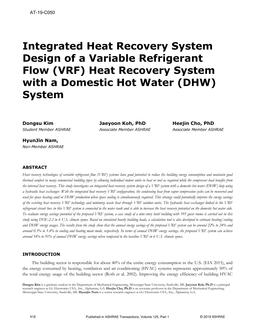 AT-19-C050 — Integrated Heat Recovery System Design of a Variable Refrigerant Flow (VRF) Heat Recovery System with a Domestic Hot Water (DHW) System