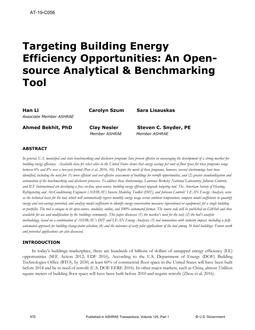 AT-19-C056 — Targeting Building Energy Efficiency Opportunities: An Open-source Analytical & Benchmarking Tool