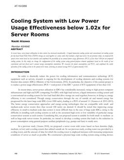 AT-19-C059 — Cooling System with Low Power Usage Effectiveness below 1.02x for Server Rooms