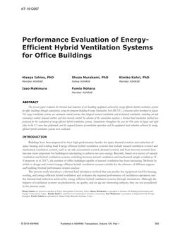 AT-19-C067 — Performance Evaluation of Energy-Efficient Hybrid Ventilation Systems for Office Buildings