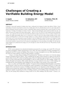 AT-19-C003 — Challenges of Creating a Verifiable Building Energy Model