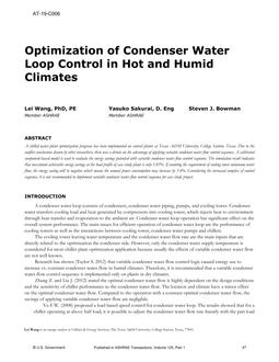 AT-19-C006 — Optimization of Condenser Water Loop Control in Hot and Humid Climates