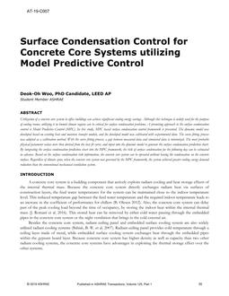 AT-19-C007 — Surface Condensation Control for Concrete Core Systems utilizing Model Predictive Control