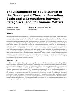 AT-19-C018 — The Assumption of Equidistance in the Seven-point Thermal Sensation Scale and a Comparison between Categorical and Continuous Metrics