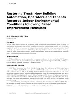 AT-19-C026 — Restoring Trust: How Building Automation, Operators and Tenants Restored Indoor Environmental Conditions following Failed Improvement Measures