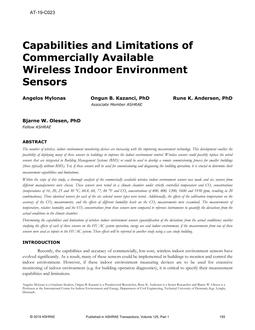 AT-19-C023 — Capabilities and Limitations of Commercially Available Wireless Indoor Environment Sensors