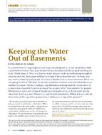 Building Sciences: Keeping the Water Out of Basements