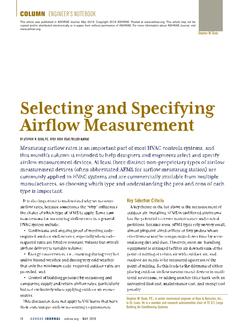 Engineer's Notebook: Selecting and Specifying Airflow Measurement