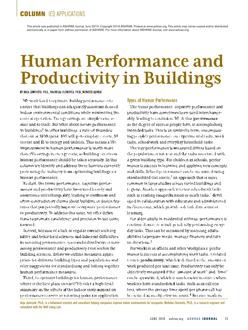 IEQ Applications: Human Performance and Productivity in Buildings