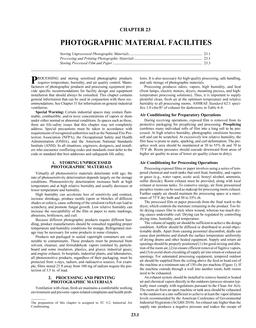 A23 — Photographic Material Facilities (I-P)