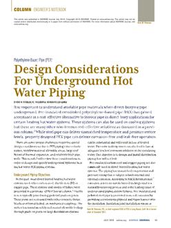Engineer's Notebook: Design Considerations For Underground Hot Water Piping