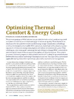 IEQ Applications: Optimizing Thermal Comfort & Energy Costs