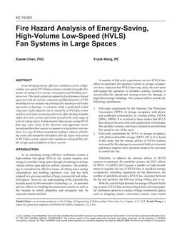 KC-19-003 — Fire Hazard Analysis of Energy-Saving, High-Volume Low-Speed (HVLS) Fan Systems in Large Spaces