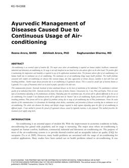 KC-19-C008 — Ayurvedic Management of Diseases Caused Due to Continuous Usage of Air-Conditioning