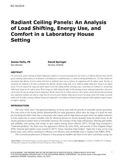 KC-19-C014 — Radiant Ceiling Panels: An Analysis of Load Shifting, Energy Use, and Comfort in a Laboratory House Setting