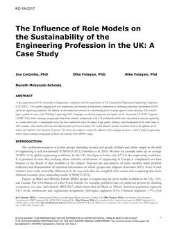 KC-19-C017 — The Influence of Role Models on the Sustainability of the Engineering Profession in the UK: A Case Study