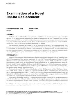 KC-19-C018 — Examination of a Novel R410A Replacement