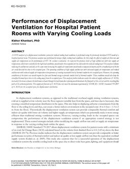 KC-19-C019 — Performance of Displacement Ventilation for Hospital Patient Rooms with Varying Cooling Loads