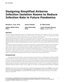 KC-19-C020 — Designing Simplified Airborne Infection Isolation Rooms to Reduce Infection Rate in Future Pandemics
