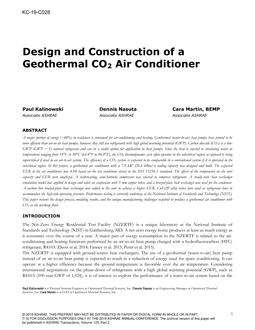 KC-19-C028 — Design and Construction of a Geothermal CO2 Air Conditioner