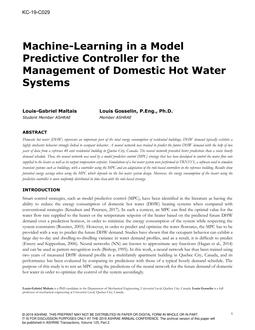 KC-19-C029 — Machine-Learning in a Model Predictive Controller for the Management of Domestic Hot Water Systems