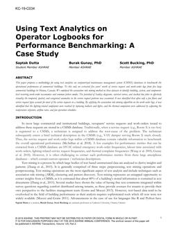 KC-19-C034 — Using Text Analytics on Operator Logbooks for Performance Benchmarking: A Case Study