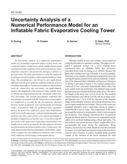KC-19-001 — Uncertainty Analysis of a Numerical Performance Model for an Inflatable Fabric Evaporative Cooling Tower