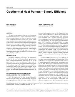 KC-19-010 — Geothermal Heat Pumps–Simply Efficient