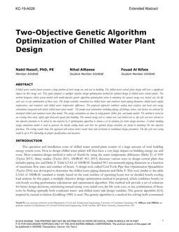 KC-19-A026 — Two-Objective Genetic Algorithm Optimization of Chilled Water Plant Design