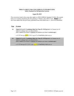 ASHRAE Errata (August 20, 2019)