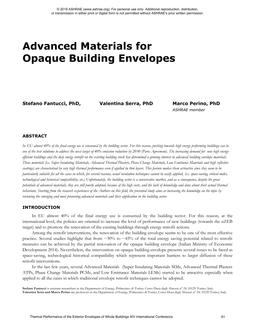 Advanced Materials for Opaque Building Envelopes