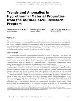 Trends and Anomalies in Hygrothermal Material Properties from the ASHRAE 1696 Research Program