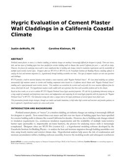 Hygric Evaluation of Cement Plaster Wall Claddings in a California Coastal Climate