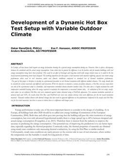 Development of a Dynamic Hot Box Test Setup with Variable Outdoor Climate