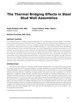 The Thermal Bridging Effects in Steel Stud Wall Assemblies