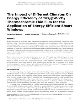 The Impact of Different Climates On Energy Efficiency of TiO2@W-VO2 Thermochromic Thin Film for the Application of Energy Efficient Smart Windows