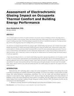 Assessment of Electrochromic Glazing Impact on Occupants Thermal Comfort and Building Energy Performance