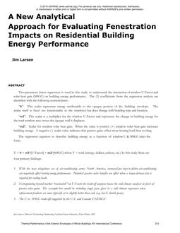 A New Analytical Approach for Evaluating Fenestration Impacts on Residential Building Energy Performance