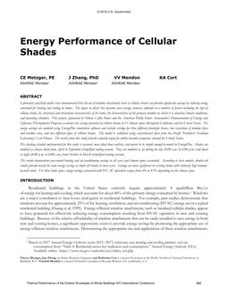 Energy Performance of Cellular Shades