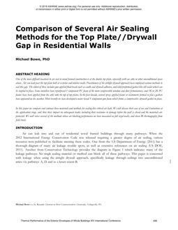 Comparison of Several Air Sealing Methods for the Top Plate//Drywall Gap in Residential Walls