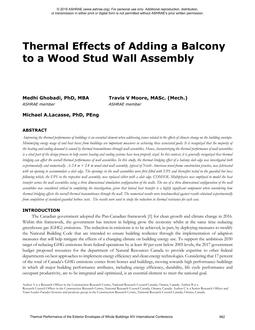 Thermal Effects of Adding a Balcony to a Wood Stud Wall Assembly