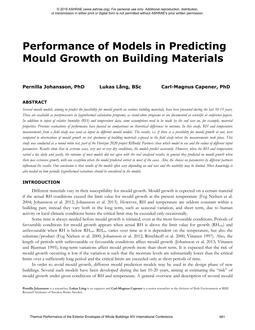 Performance of Models in Predicting Mould Growth on Building Materials