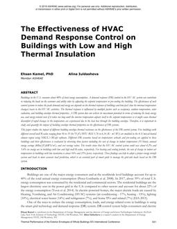 The Effectiveness of HVAC Demand Response Control on Buildings with Low and High Thermal Insulation