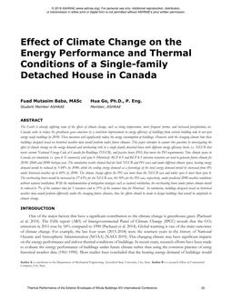 Effect of Climate Change on the Energy Performance and Thermal Conditions of a Single-family Detached House in Canada