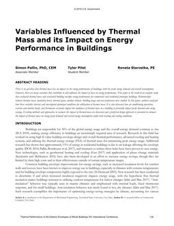 Variables Influenced by Thermal Mass and its Impact on Energy Performance in Buildings