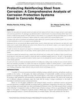 Protecting Reinforcing Steel from Corrosion: A Comprehensive Analysis of Corrosion Protection Systems Used in Concrete Repair