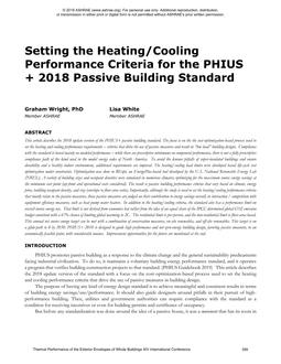 Setting the Heating/CoolingPerformance Criteria for the PHIUS+2018 Passive Building Standard